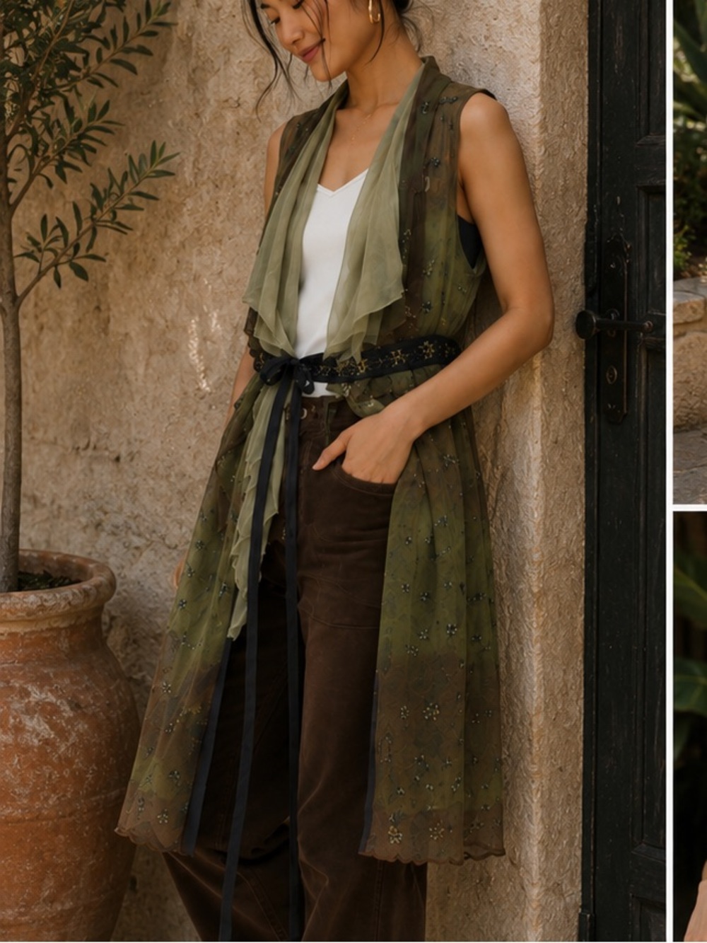 Fairycore Whimsigoth dark academia Anthropologie sheer Embroidered Vest Small